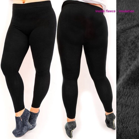 -ZWARTE THERMO LEGGING GEVOERD DAMES PLUS - comfortmode