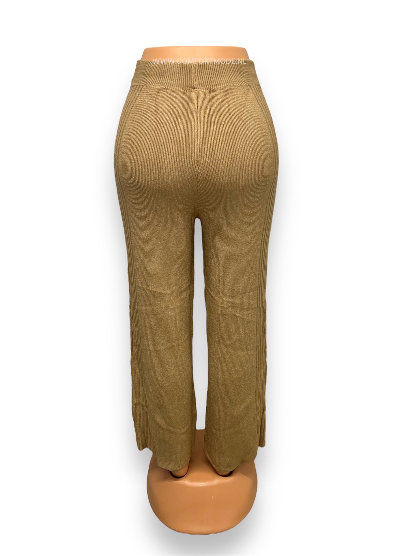 -GERIBDE ZACHTE DAMESBROEK CAMEL