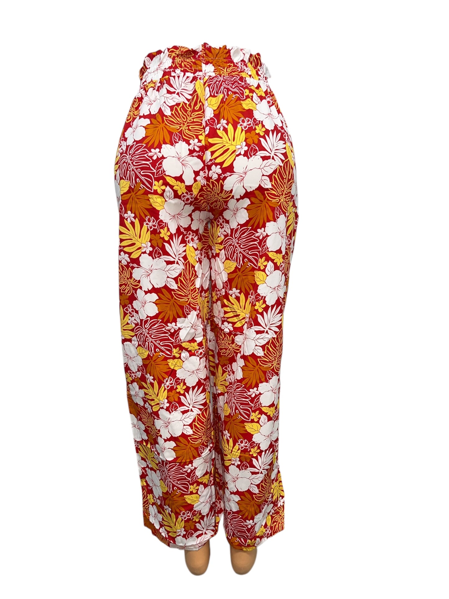 LUCHTIGE ZOMERBROEK MET PRINT ORANJE/GEEL -THIRZA