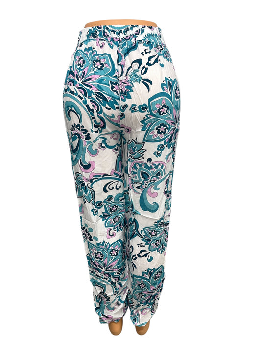 -LUCHTIGE ZOMERBROEK MET PRINT WIT/BLAUW -KIKI