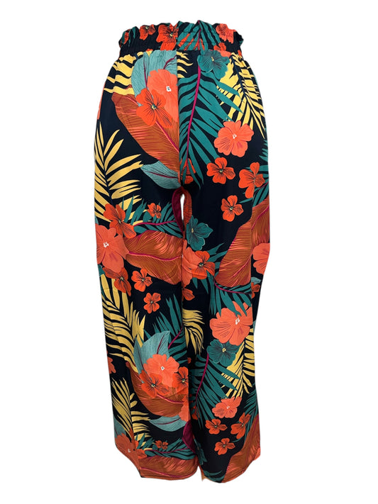 -LUCHTIGE ZOMERBROEK MET PRINT ZWART/ROOD -JOY