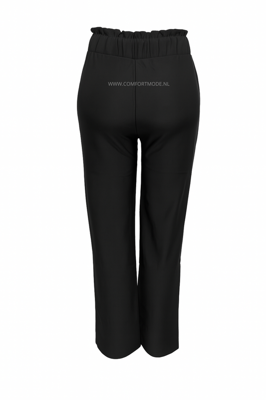 R272- COMFORTBROEK STRAIGHT LEG MET VETERS ZWART