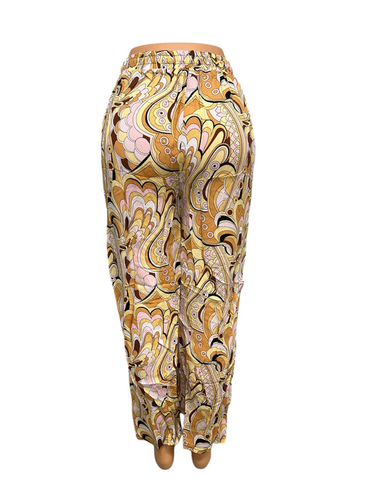 LUCHTIGE ZOMERBROEK MET PRINT BEIGE/ROZE -JOSJE