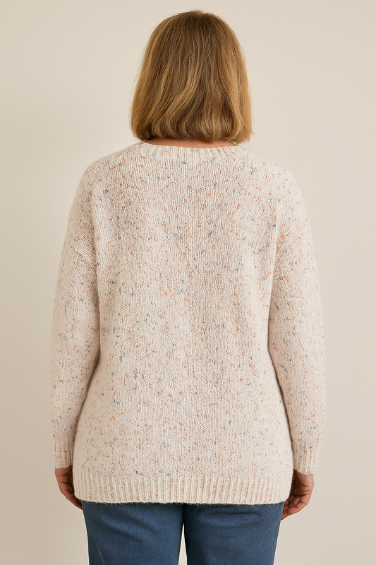 Gebreid vest met hartjes – creme