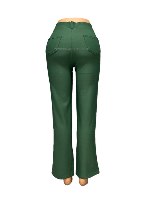 -COMFORTBROEK GROEN STRAIGHT LEG