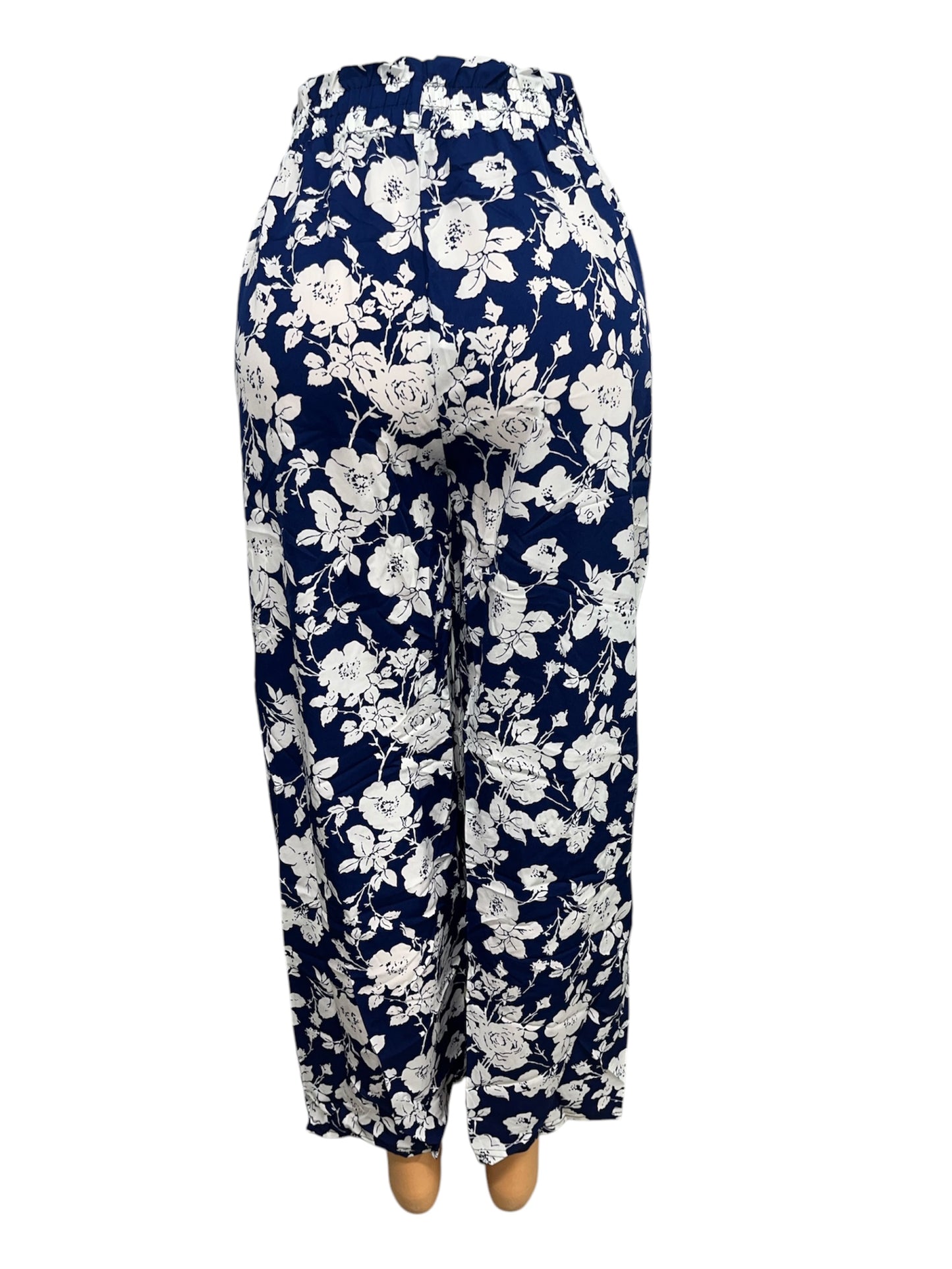 -LUCHTIGE ZOMERBROEK MET PRINT NAVY -STACY