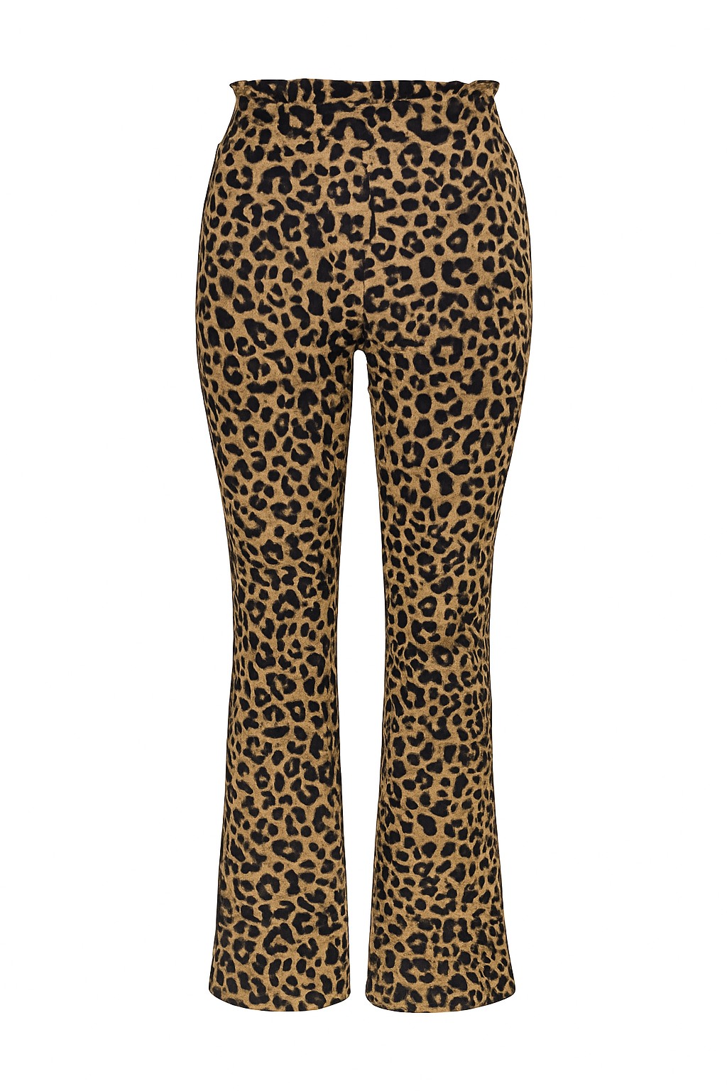 R227- COMFORTBROEK LUIPAARDPRINT FLARED