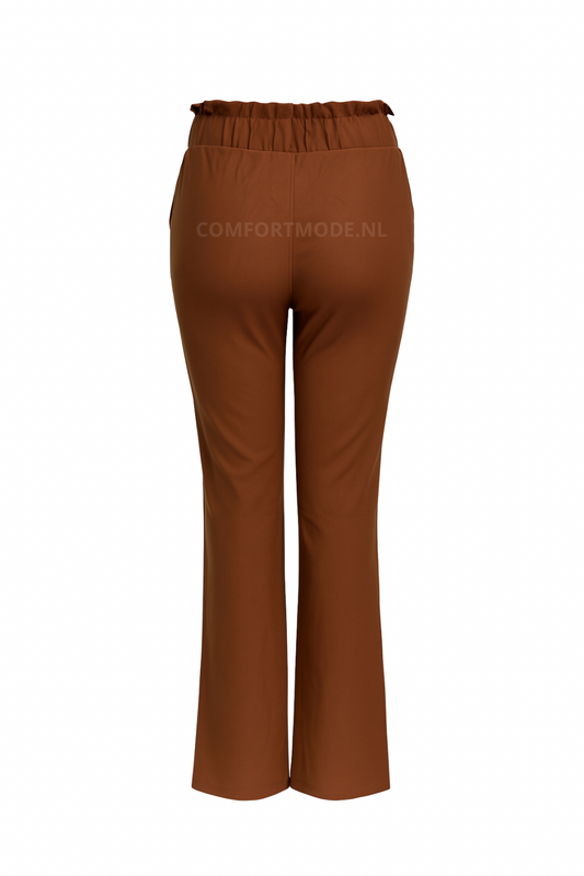 R272- COMFORTBROEK STRAIGHT LEG MET VETERS MOKKA