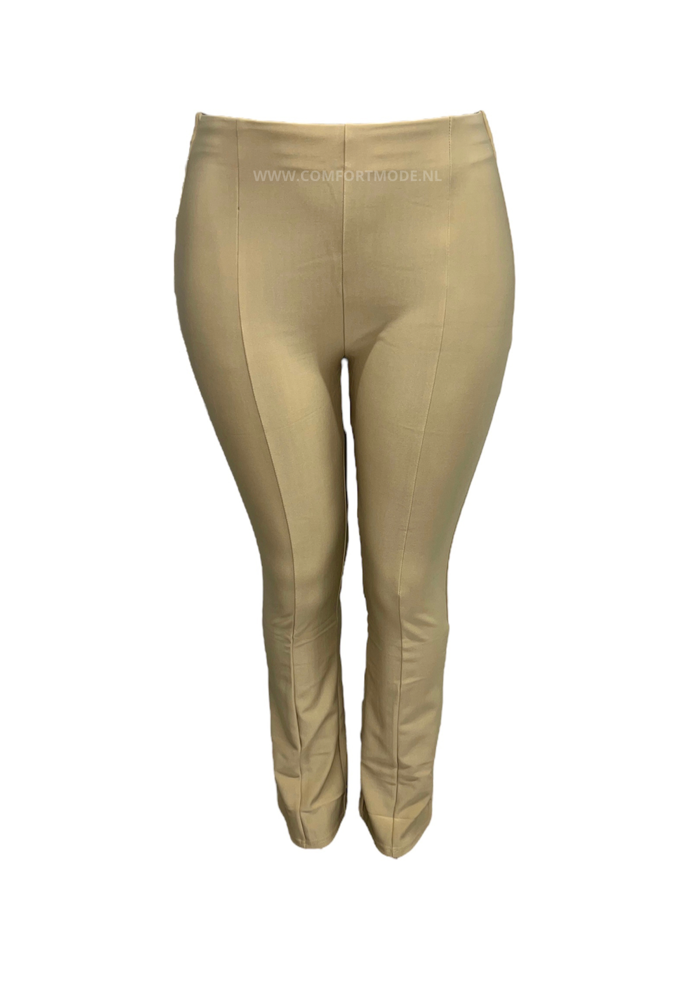 -COMFORTBROEK BEIGE FLARED ZONDER ZAKKEN