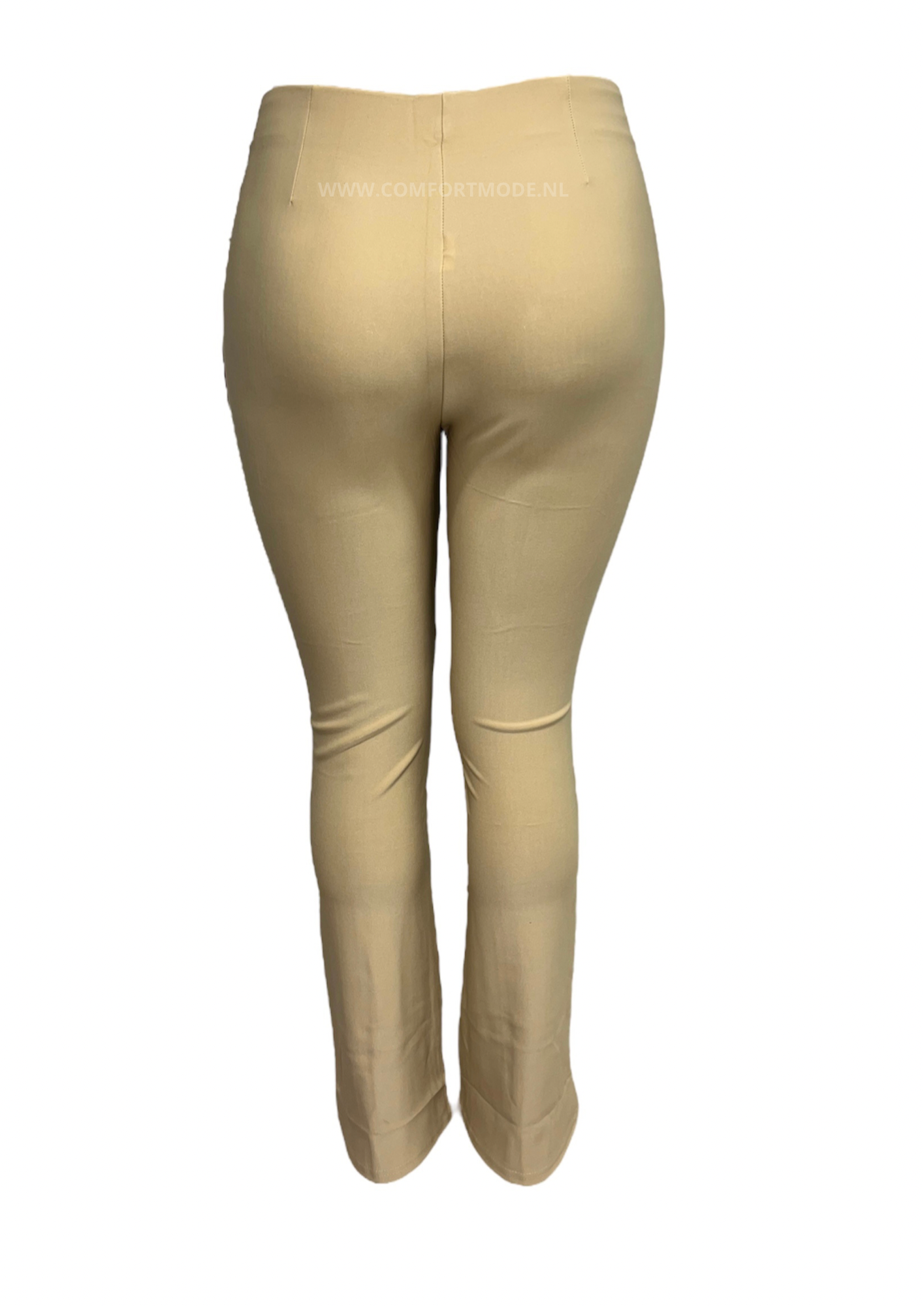 -COMFORTBROEK BEIGE FLARED ZONDER ZAKKEN