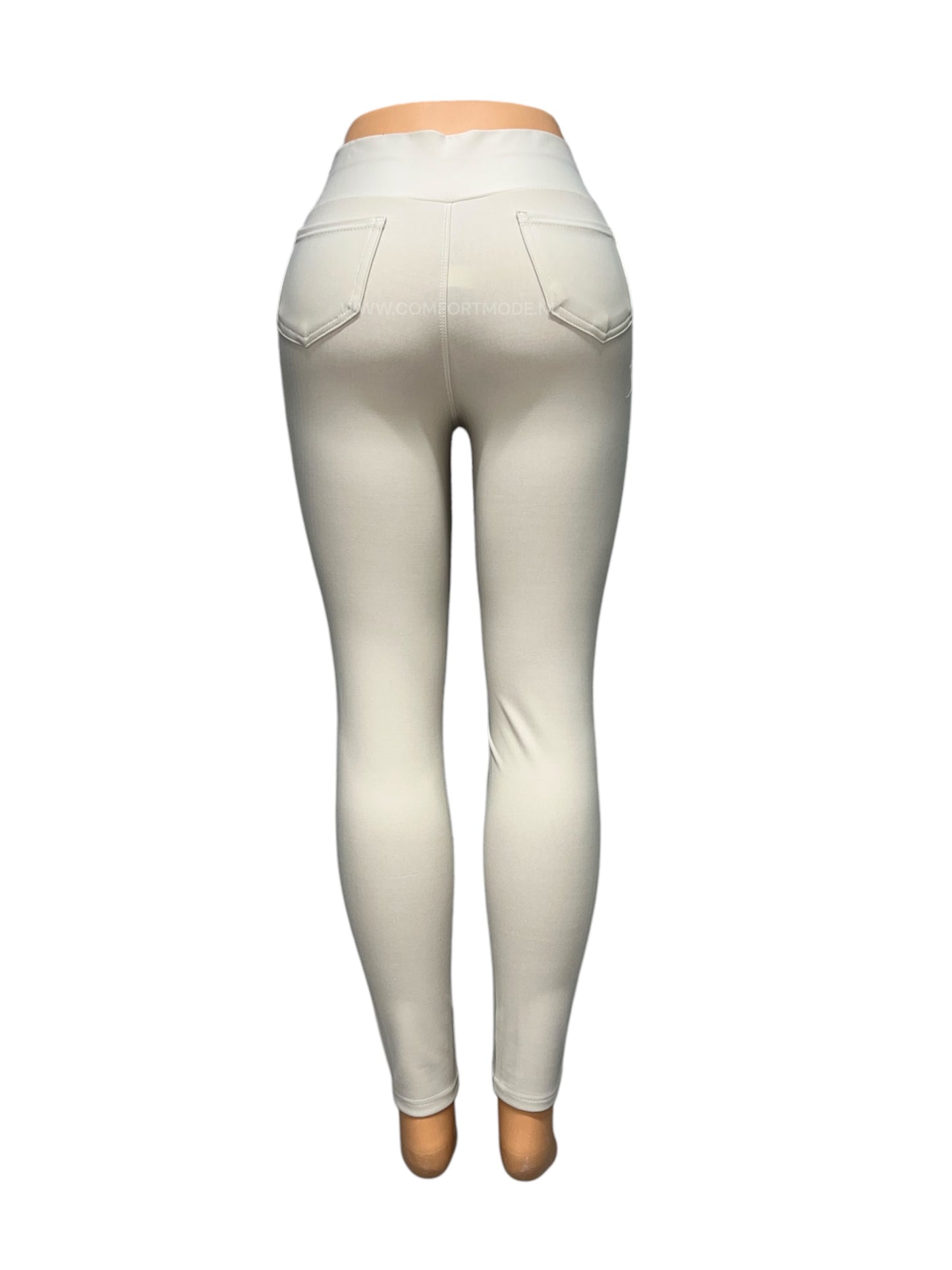 -COMFORTBROEK CREME MET GOUDEN KNOOPJES