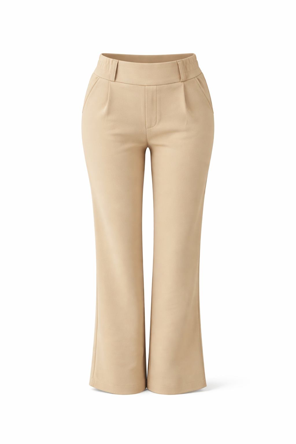R273- COMFORTBROEK BEIGE STRAIGHT LEG