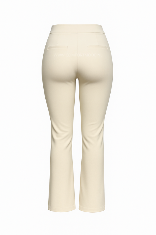 -COMFORTBROEK FLARED CREME GOUD RIEMPJE