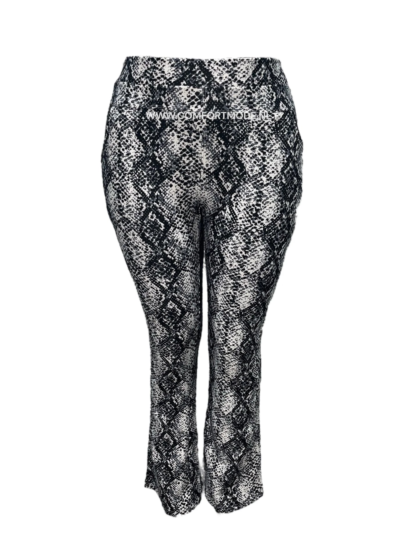 SALE -COMFORTBROEK SLANGENPRINT FLARED
