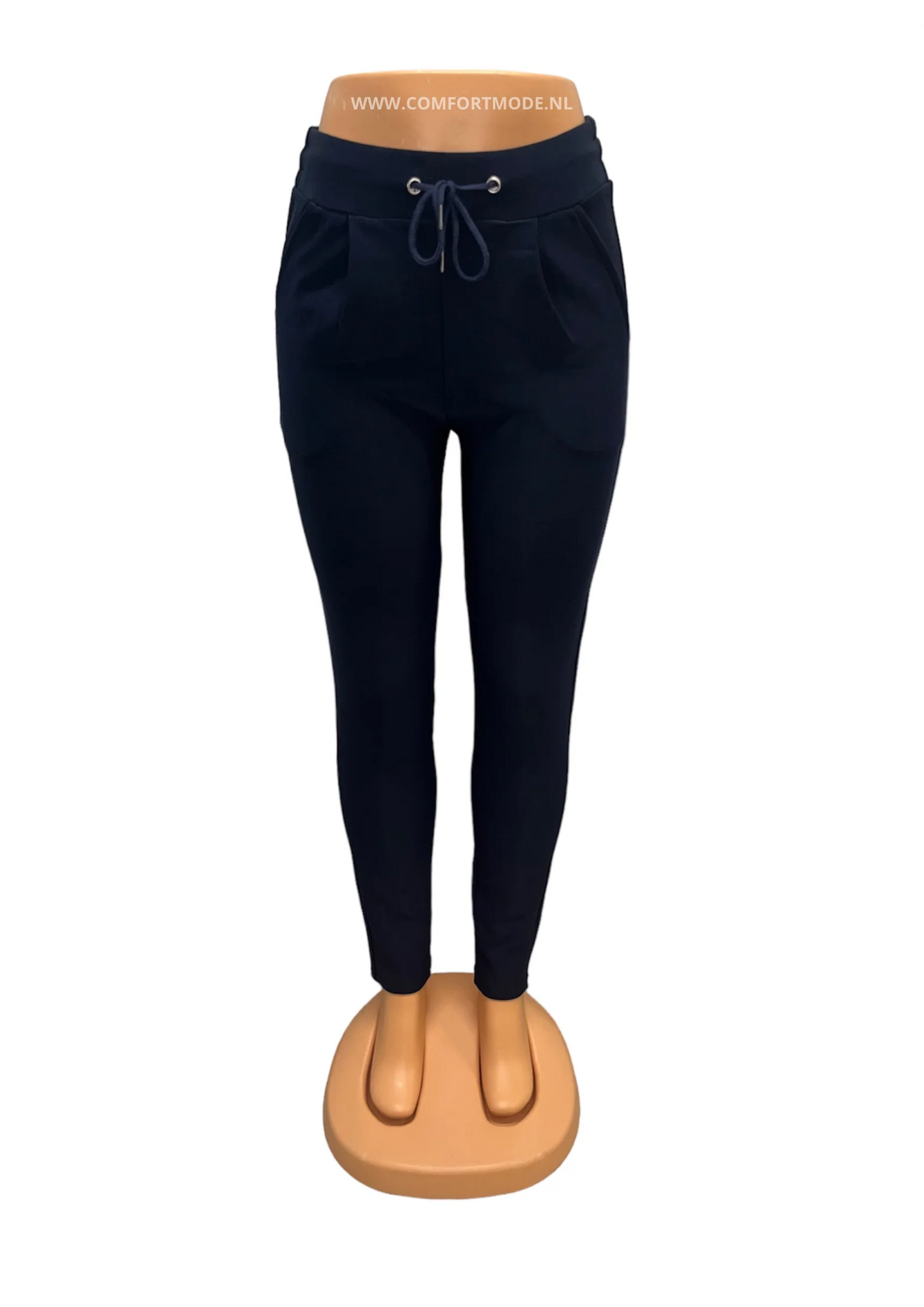 SALE -COMFORTBROEK DONKERBLAUW MET VETER