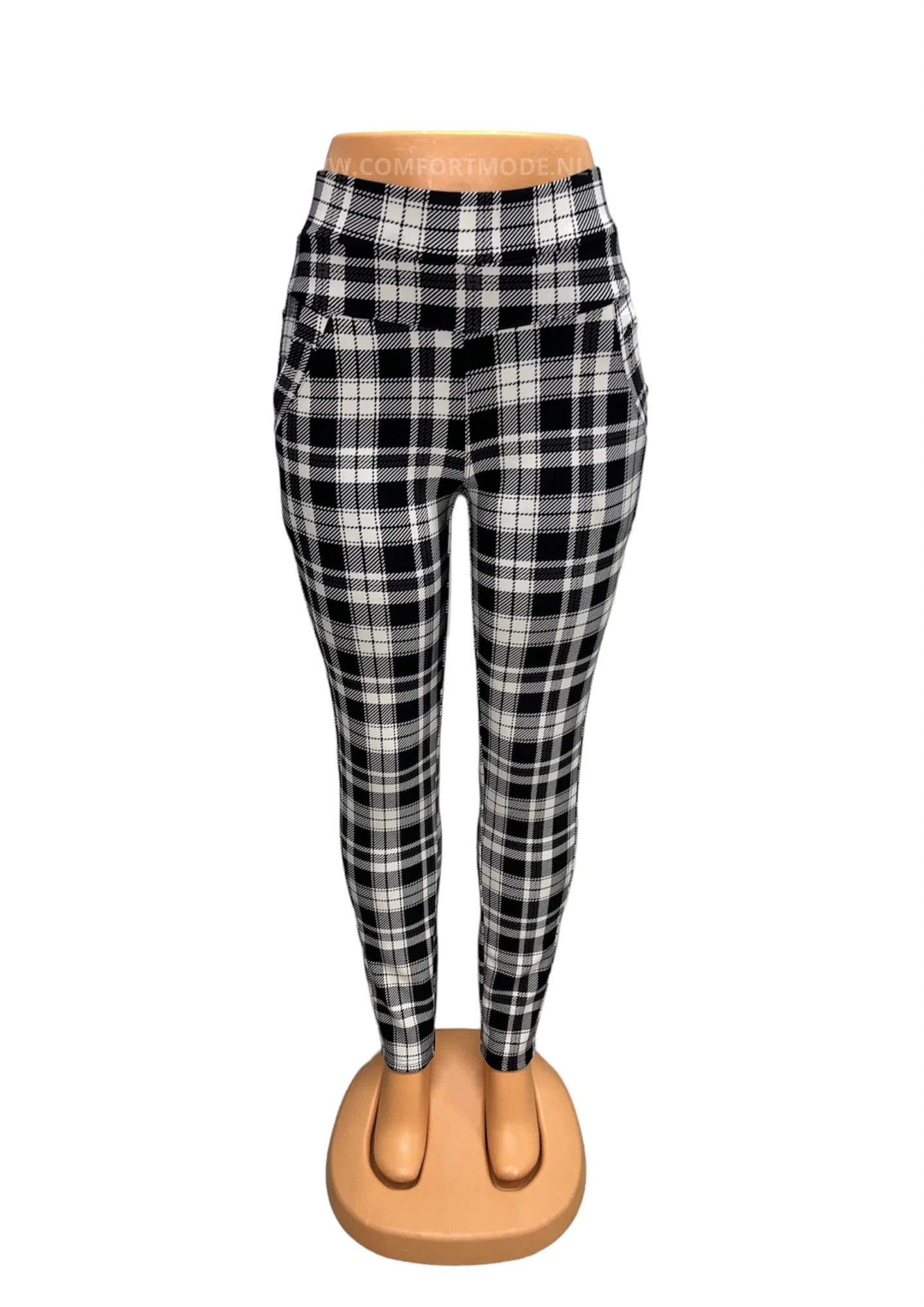 SALE -COMFORTBROEK ZWART WIT GERUIT