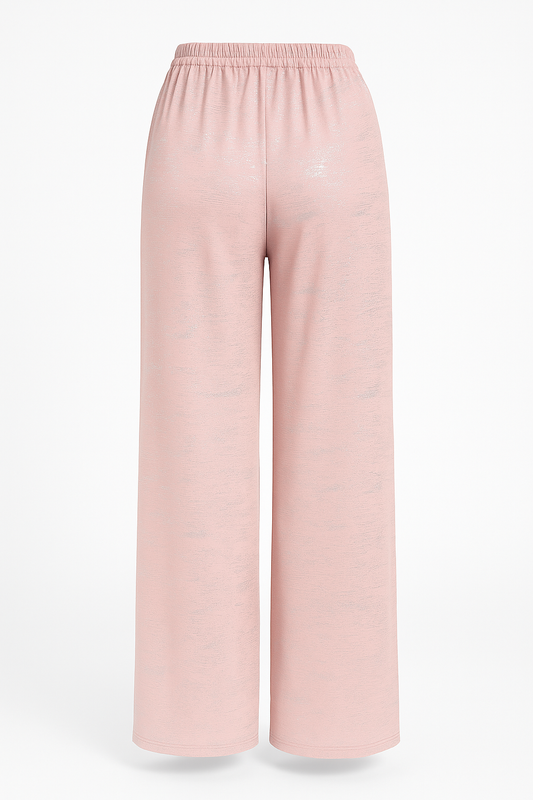 LUCHTIGE ZOMERBROEK MET PRINT ROZE -GLITTER
