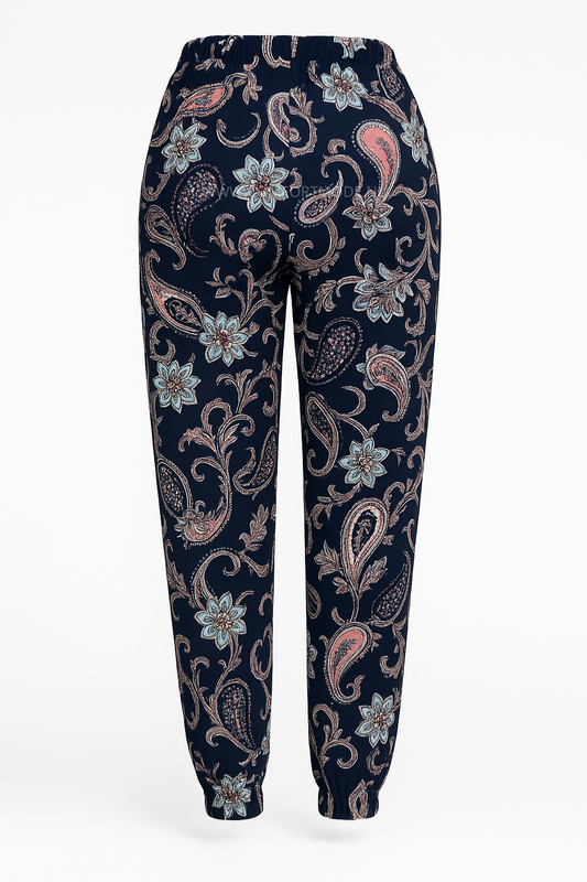 LUCHTIGE ZOMERBROEK MET PRINT BLAUW/ROZE -ISA