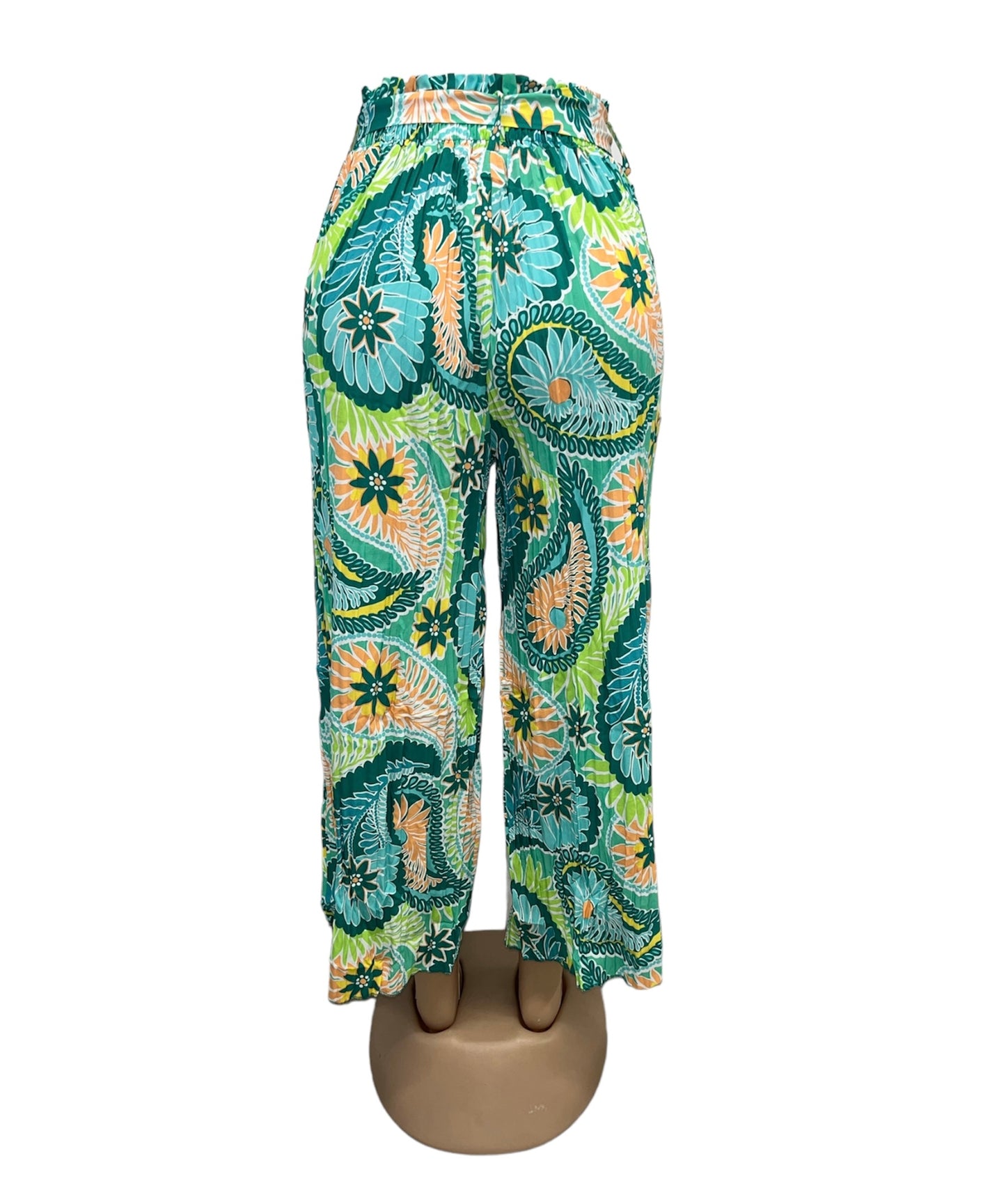 LUCHTIGE ZOMER BROEK MET PRINT GROEN/ORANJE -NINA