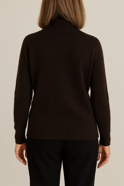 Basic trui met Kol - Donkerbruin