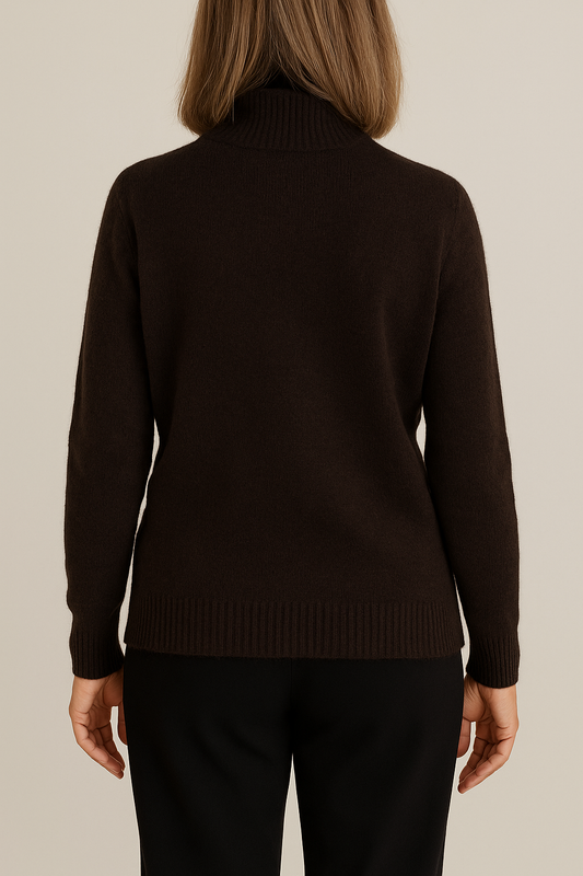 Basic trui met Kol - Donkerbruin