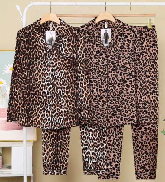 -WARME THERMO PYJAMA'S PANTERPRINT