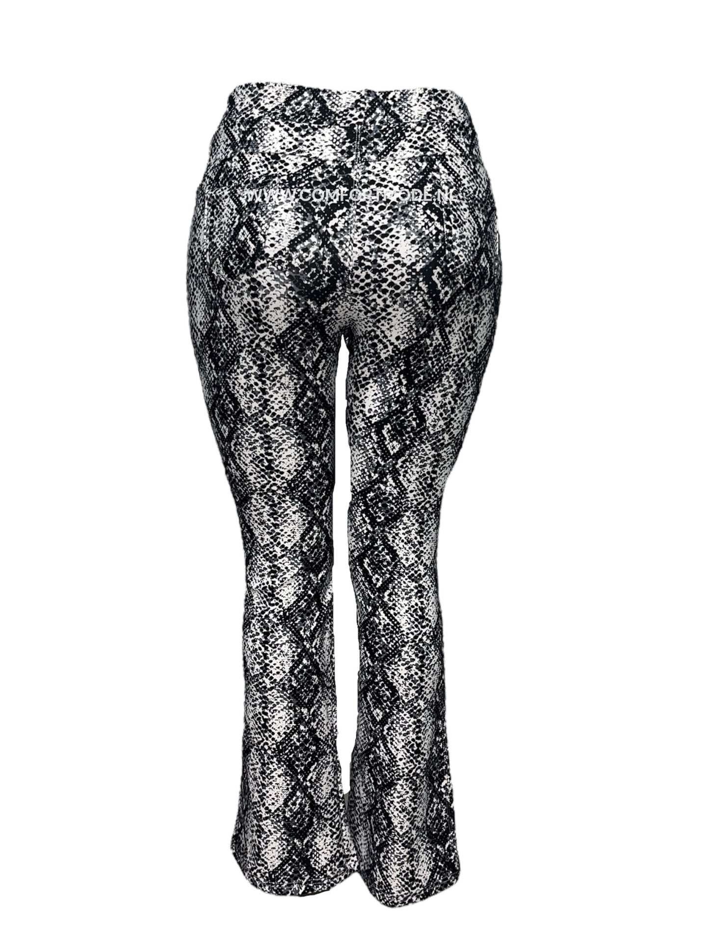 R216 -COMFORTBROEK FLARED SLANGENPRINT