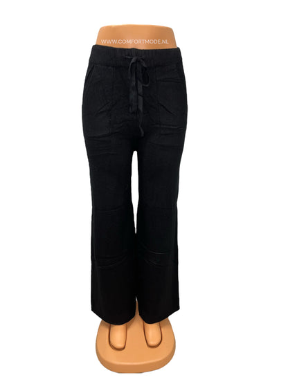 -ZACHTE WOLLEN BROEK ZWART