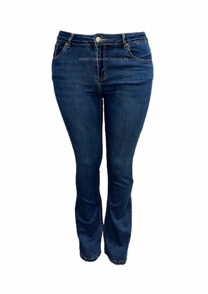 -FLARED JEANS MET STRETCH BLAUW -PLUSSIZE