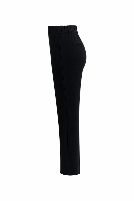R603- COMFORTBROEK ZWART STRAIGTLEG ZOMERSTOF