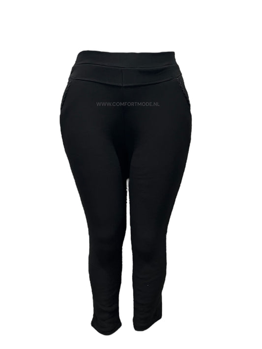 -COMFORTBROEK THERMO ZWART MET HARTJE