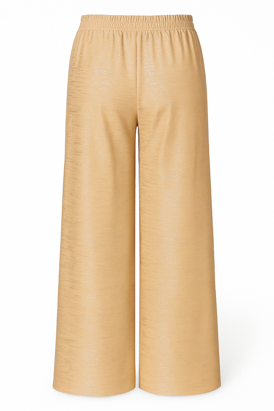 LUCHTIGE ZOMERBROEK MET PRINT BEIGE/ZILVER -GLITTER