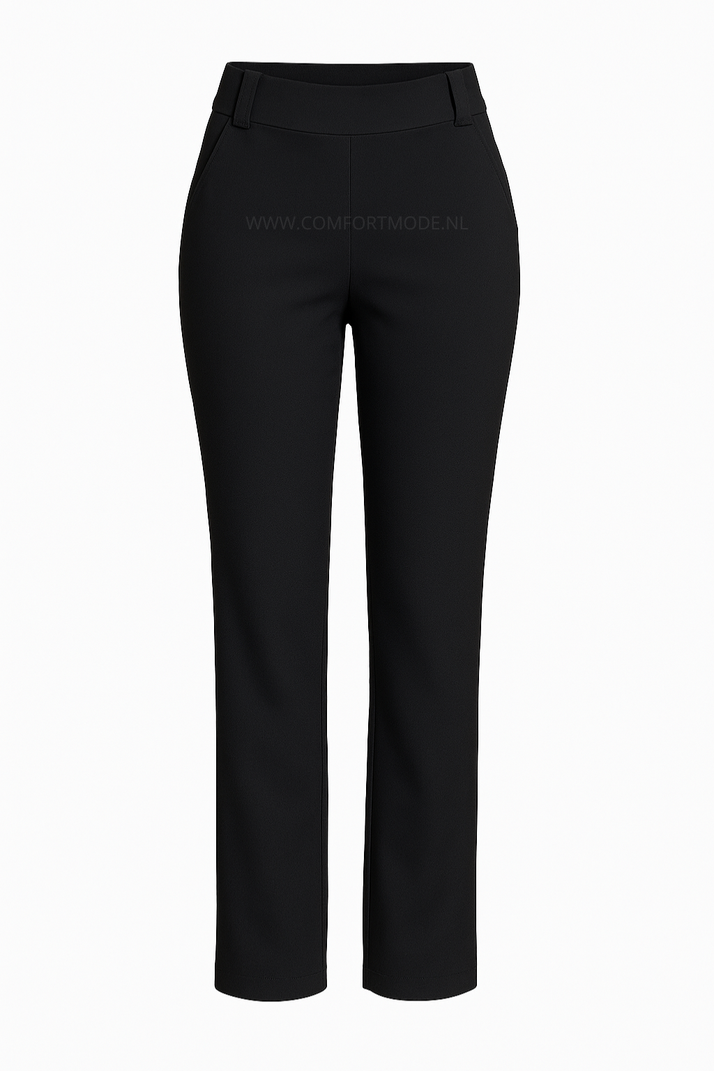 R268 -COMFORTBROEK ZWART STRAIGHT LEG