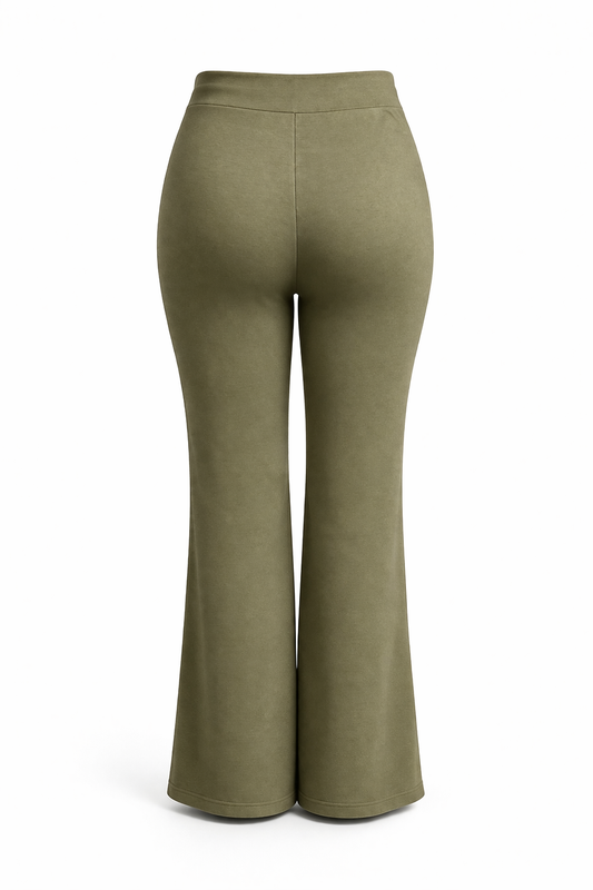 -COMFORTBROEK STRAIGHTLEG KHAKI MET VETERS
