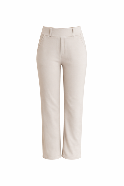 R603- COMFORTBROEK LICHTBEIGE STRAIGHT LEG ZOMERSTOF
