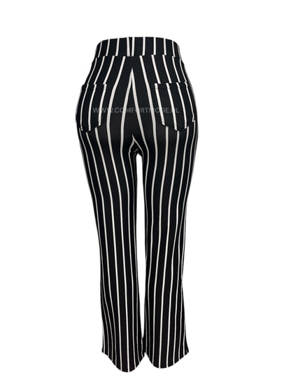 R251-1 -COMFORTBROEK FLARED GESTREEPT