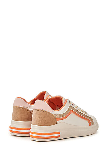 ROZE ORANJE DAMES SNEAKERS GLITTER - YALA