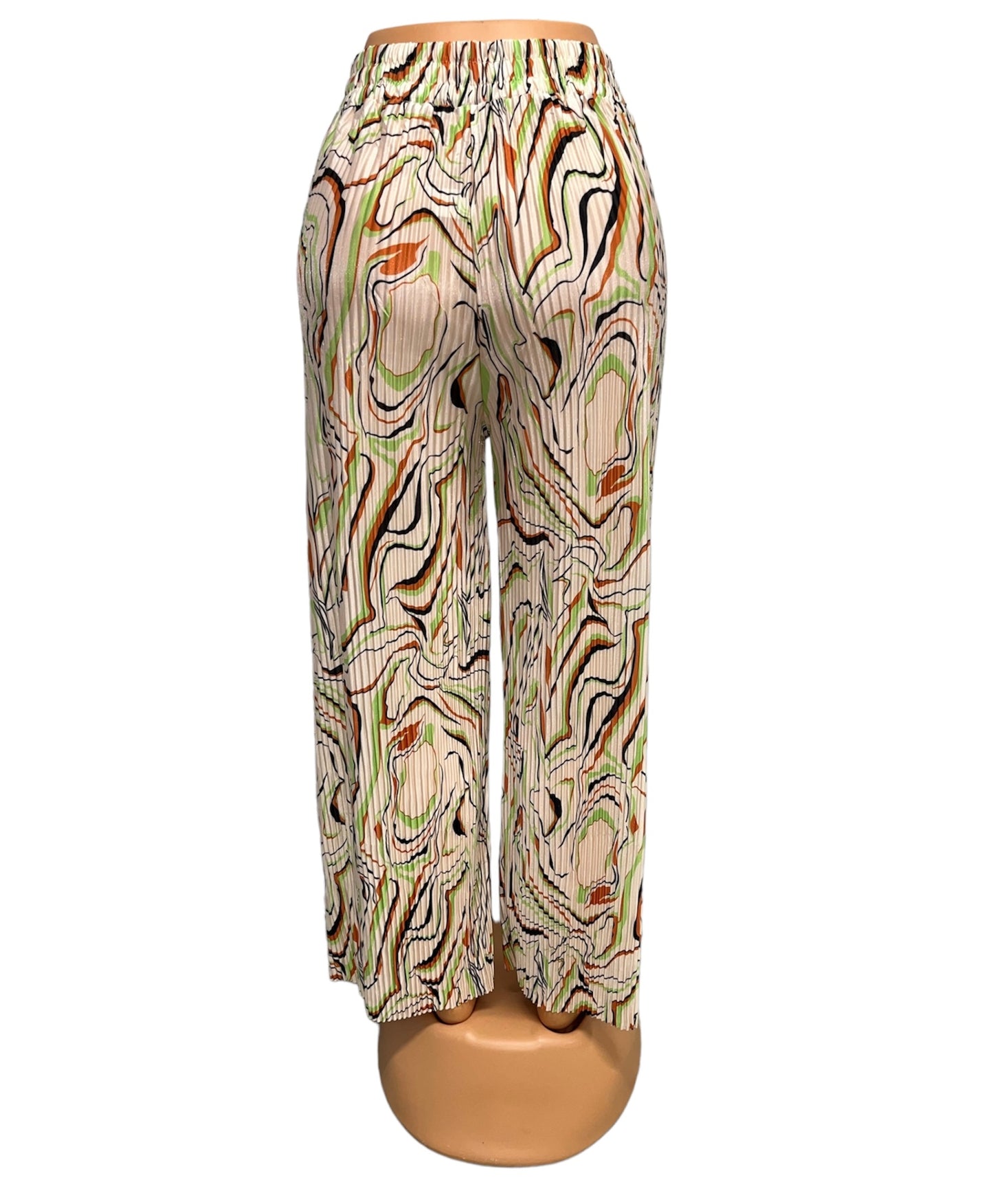 SUMMER PANTS WITH PRINT BEIGE/GREEN - LILLY