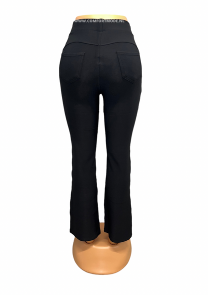 SALE -COMFORT PANTS BLACK FLAIR/FLARED