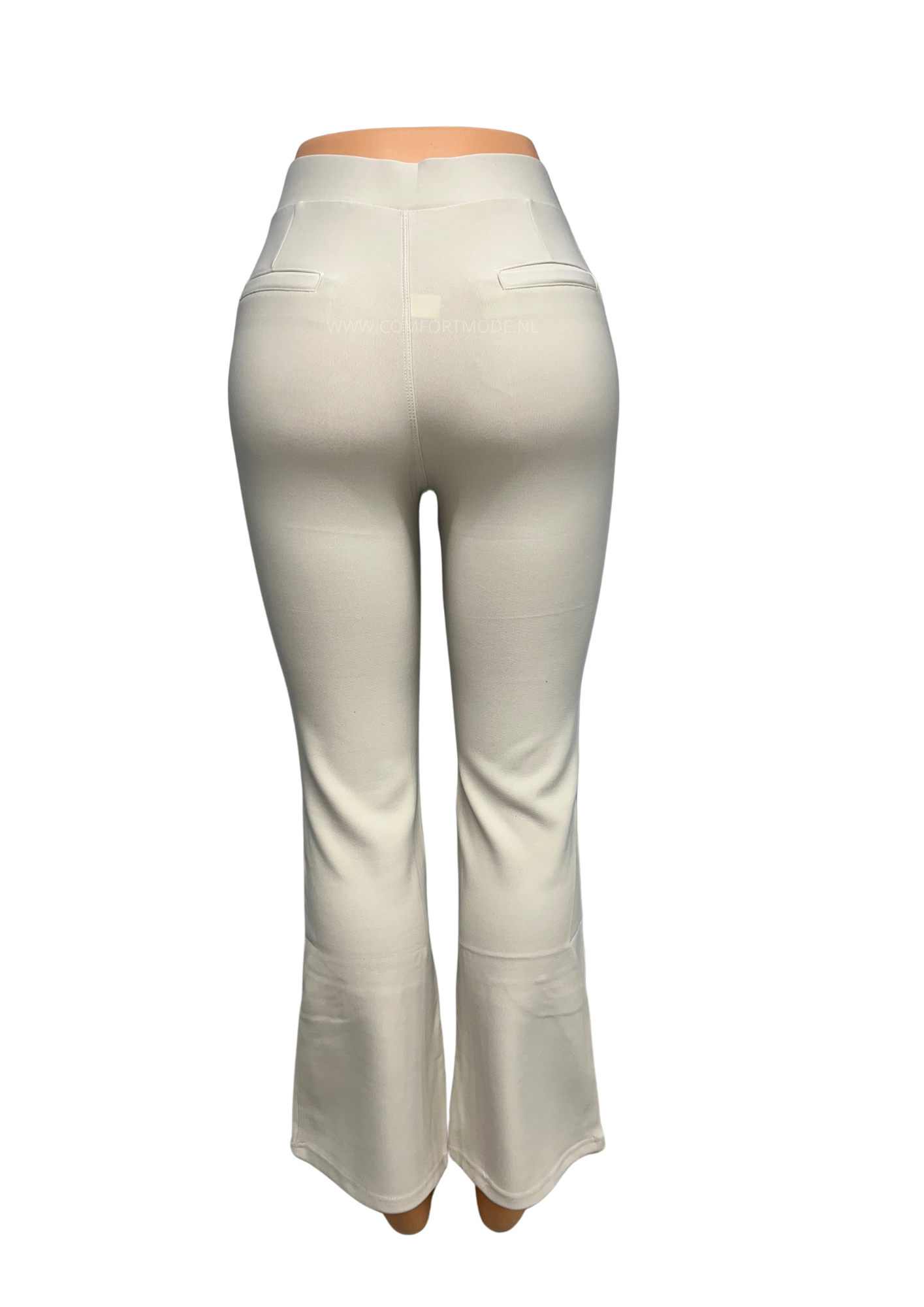 -COMFORTBROEK FLARED CREME GOUD RIEMPJE