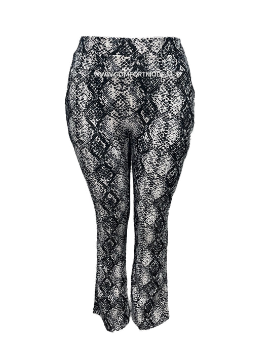 R216 -COMFORTBROEK FLARED SLANGENPRINT