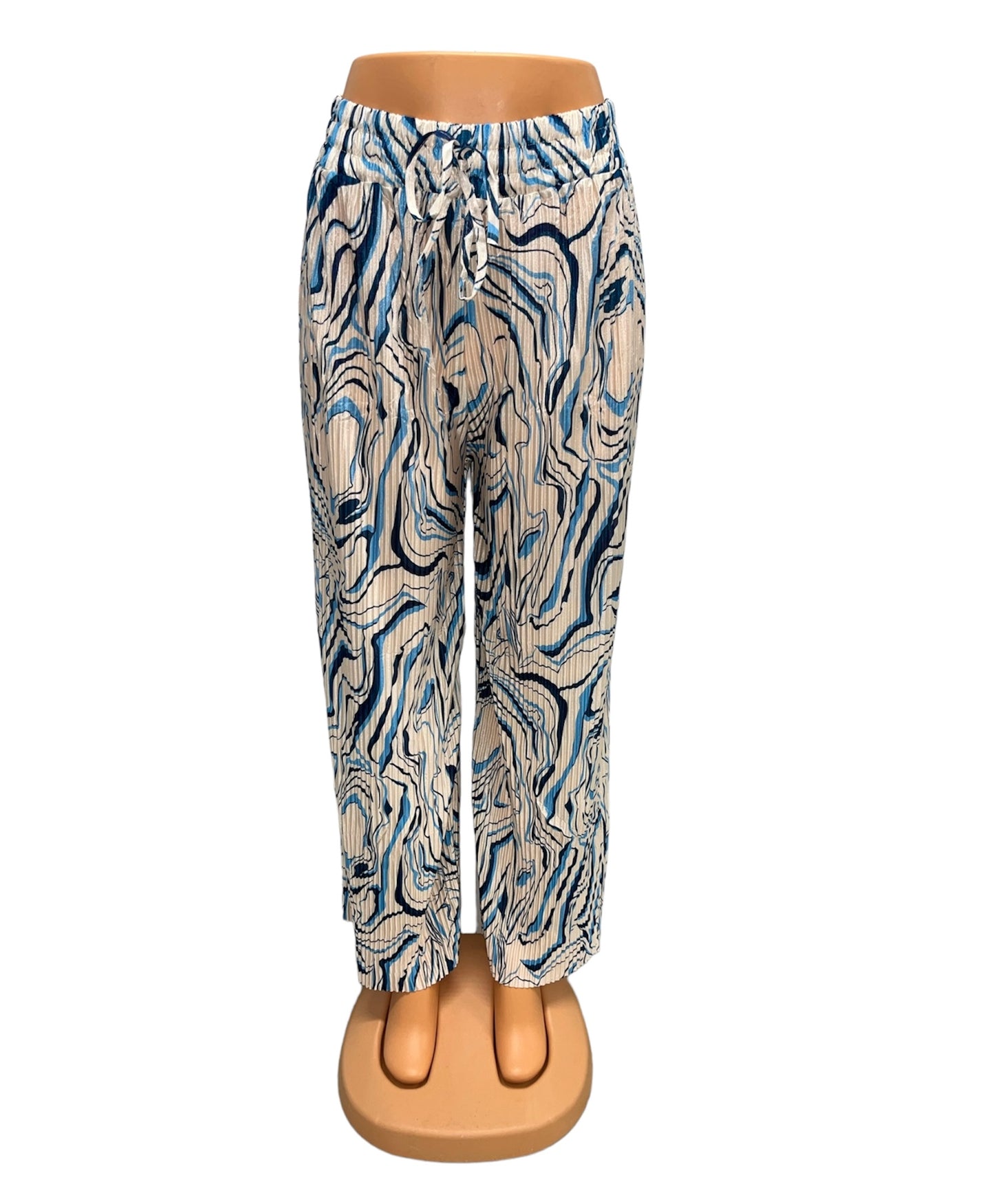 ZOMERBROEK MET PRINT WIT/BLAUW - LILLY