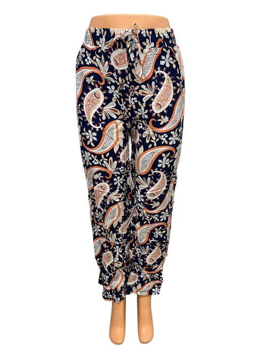 -LUCHTIGE ZOMERBROEK ZWART/ORANJE -VICKY