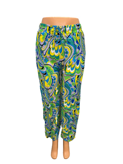 LUCHTIGE ZOMERBROEK MET PRINT GROEN/BLAUW -JOSJE