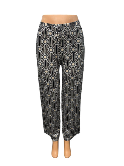 LUCHTIGE ZOMERBROEK MET PRINT BRUIN/BEIGE -JILL