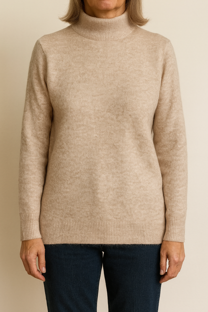 Basic Trui met Kol – Beige