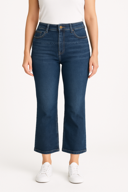 -FLARED JEANS DONKERBLAUW