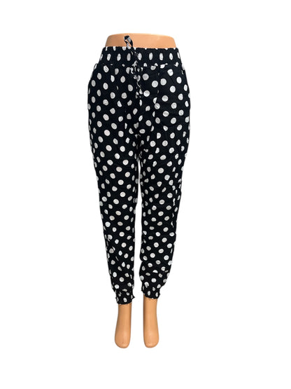 LUCHTIGE ZOMERBROEK MET PRINT ZWART/WIT -ROOS