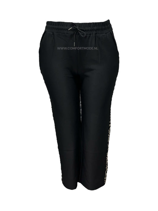 -COMFORTBROEK ZWART STRAIGHT LEG PANTER