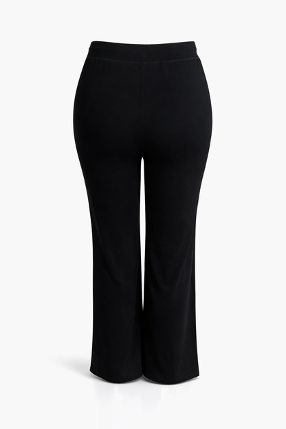 -COMFORTBROEK ZWART STRAIGHTLEG MET VETERS